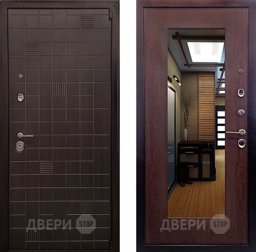 Входная металлическая Дверь Ратибор Силуэт зеркало 3К Венге капучино в Химках