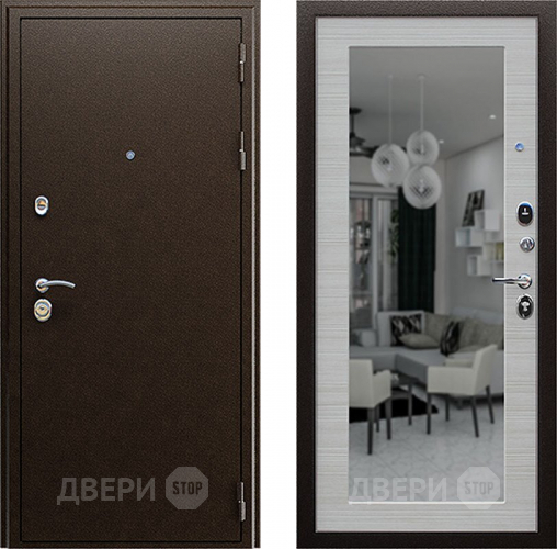 Входная металлическая Дверь АСД Спартак с зеркалом Акация светлая в Химках