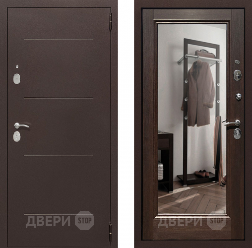 Дверь Престиж 100 с зеркалом Медь/Венге в Химках