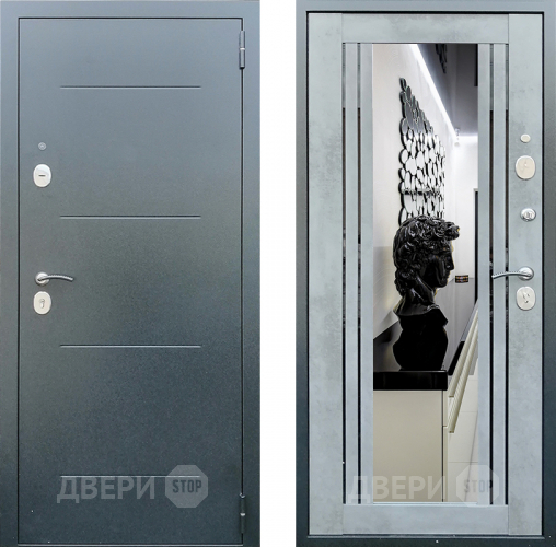 Дверь Престиж Люкс с зеркалом Бетон в Химках