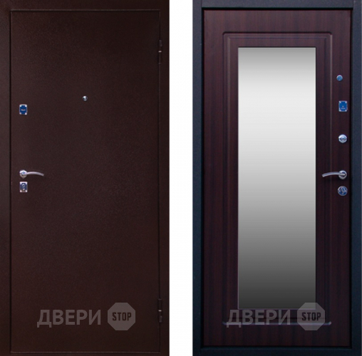 Входная металлическая Дверь СТОП Медь ЗЕРКАЛО Венге в Химках
