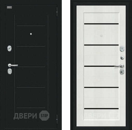 Входная металлическая Дверь Bravo Борн Букле черное/Bianco Veralinga в Химках