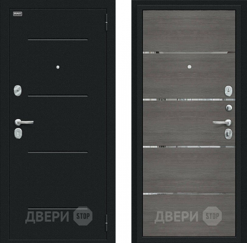 Дверь Bravo Лайн Букле черное/Grey Veralinga в Химках