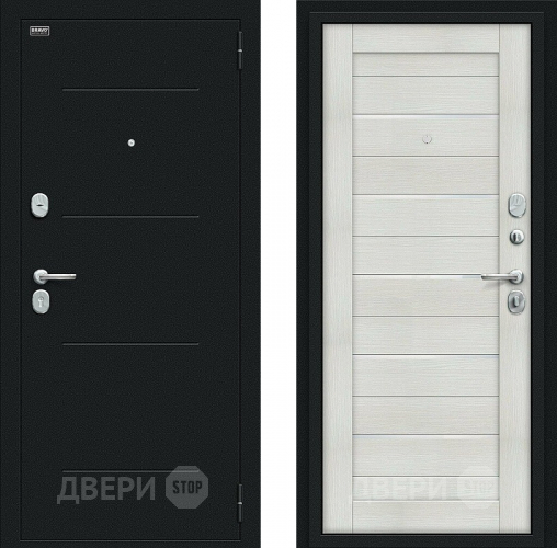 Дверь Bravo Техно Kale Букле черное/Bianco Veralinga в Химках