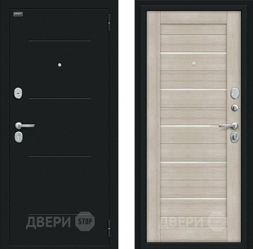 Входная металлическая Дверь Bravo Техно Kale Букле черное/Cappuccino Veralinga в Химках