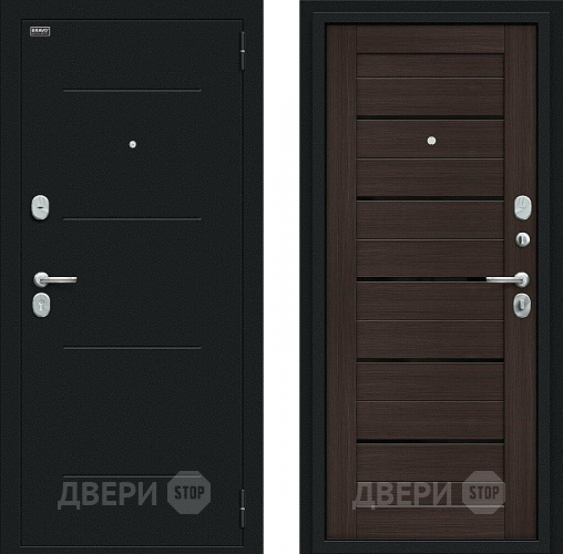 Входная металлическая Дверь Bravo Техно Kale Букле черное/Wenge Veralinga в Химках