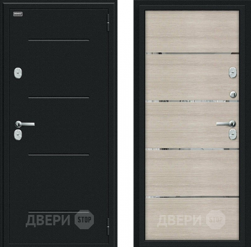 Входная металлическая Дверь Bravo Thermo Лайн Букле черное/Cappuccino Veralinga в Химках