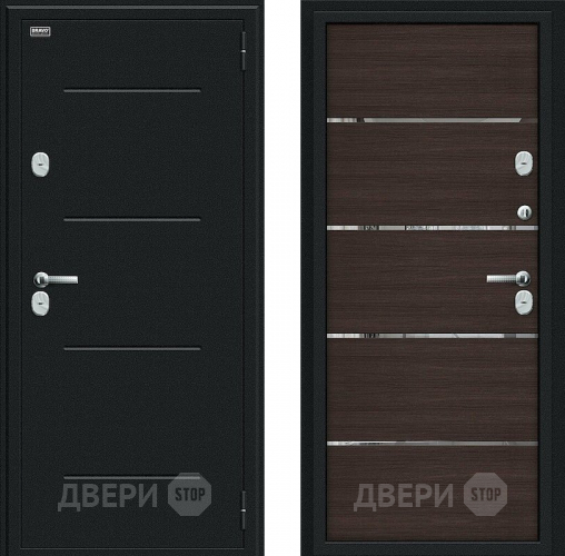 Входная металлическая Дверь Bravo Thermo Лайн Букле черное/Wenge Veralinga в Химках