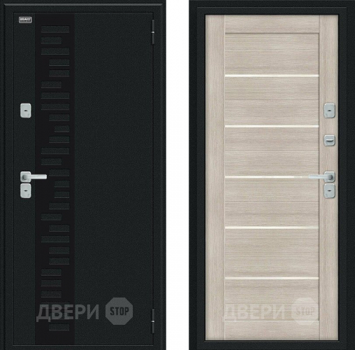 Дверь Bravo Thermo Техно Декор Букле черное/Cappuccino Veralinga в Химках