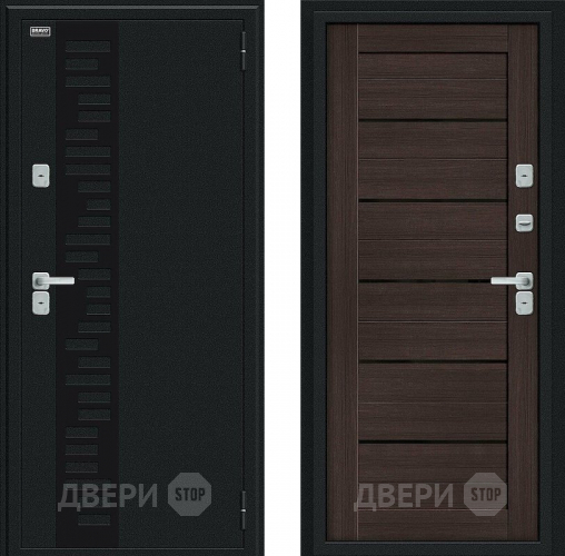 Дверь Bravo Thermo Техно Декор Букле черное/Wenge Veralinga в Химках