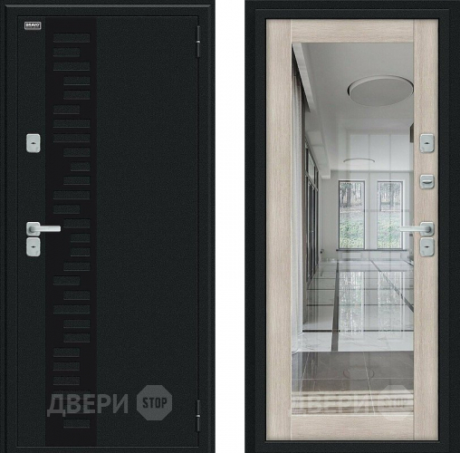 Входная металлическая Дверь Bravo Thermo Флэш Декор Букле черное/Cappuccino Veralinga в Химках