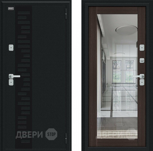 Входная металлическая Дверь Bravo Thermo Флэш Декор Букле черное/Wenge Veralinga в Химках