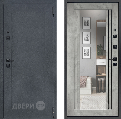 Дверь Престиж Лофт с зеркалом Бетон светлый в Химках