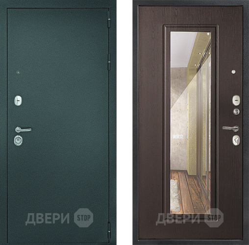 Входная металлическая Дверь Дверной Континент Рубикон Серебро Зеркало Венге в Химках