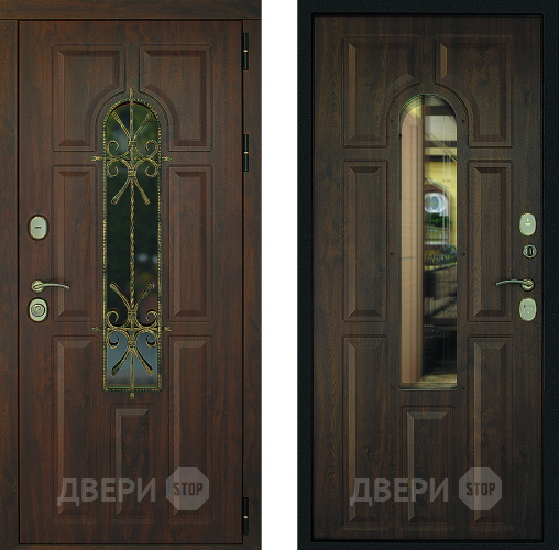 Входная металлическая Дверь Дверной Континент Лион Темный орех в Химках
