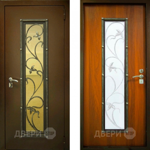 Заводские двери с ковкой и стеклом Лоза в Химках