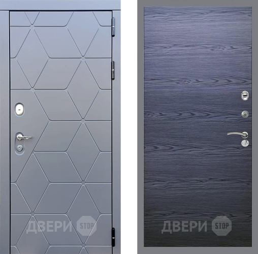 Входная металлическая Дверь Стоп КОСМО Гладкая Дуб тангенальный черный в Химках