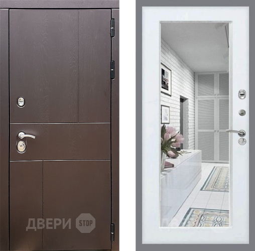 Дверь Стоп УРБАН Зеркало Белый ясень в Химках