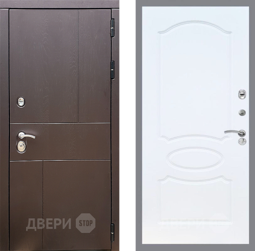 Входная металлическая Дверь Стоп УРБАН ФЛ-128 Белый ясень в Химках