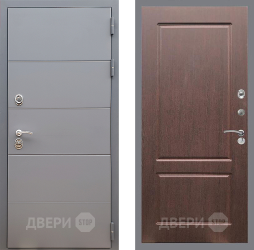Входная металлическая Дверь Стоп АРТ ГРАФИТ ФЛ-117 Орех премиум в Химках