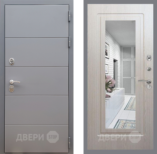 Дверь Стоп АРТ ГРАФИТ Зеркало ФЛ-120 Беленый дуб в Химках
