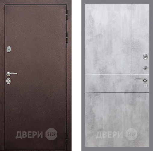 Входная металлическая Дверь Стоп КЛАССИК Медь ФЛ-290 Бетон светлый в Химках