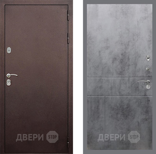 Входная металлическая Дверь Стоп КЛАССИК Медь ФЛ-290 Бетон темный в Химках