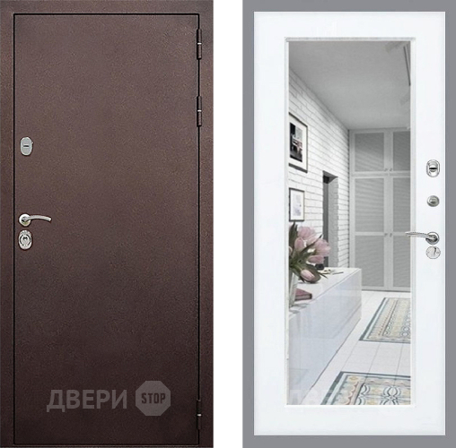 Входная металлическая Дверь Стоп КЛАССИК Медь Зеркало Силк Сноу в Химках