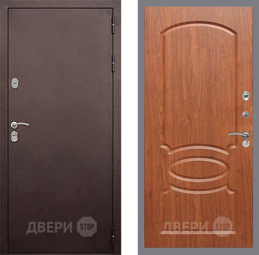 Входная металлическая Дверь Стоп КЛАССИК Медь ФЛ-128 Береза мореная в Химках