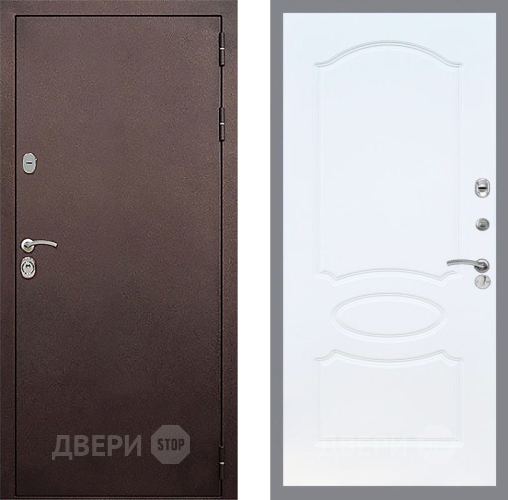 Входная металлическая Дверь Стоп КЛАССИК Медь ФЛ-128 Белый ясень в Химках