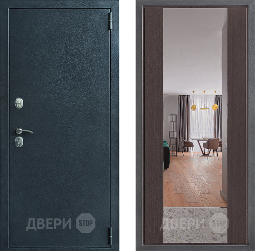 Входная металлическая Дверь Дверной континент ДК-70 Дизайн ФЛЗ-1 Зеркало Венге в Химках