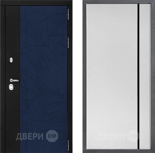 Входная металлическая Дверь Дверной континент ДК-9 ФЛ-757 Черное Стекло Софт милк в Химках
