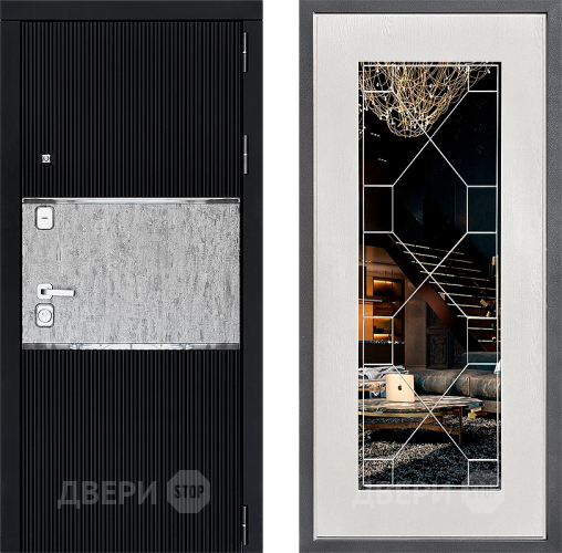 Входная металлическая Дверь Дверной континент ДК-13 ФЛ-Тиффани Зеркало Белое дерево в Химках