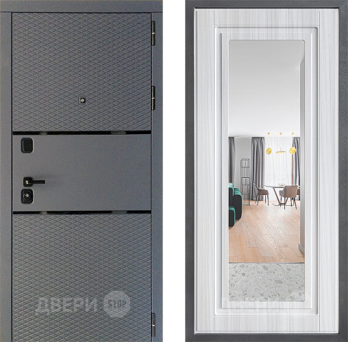 Входная металлическая Дверь Дверной континент Диамант Дизайн ФЛЗ Зеркало Сандал белый в Химках