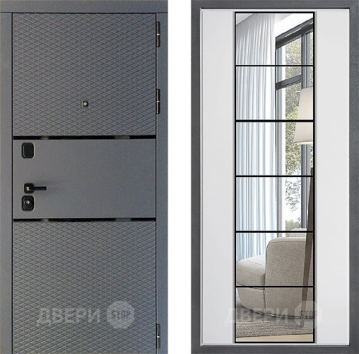 Входная металлическая Дверь Дверной континент Диамант Дизайн ФЛЗ-2 Зеркало Белый софт в Химках