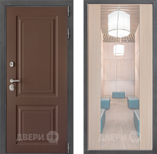 Входная металлическая Дверь Дверной континент ДК-3/729 ФЛЗ-1 Зеркало Капучино в Химках