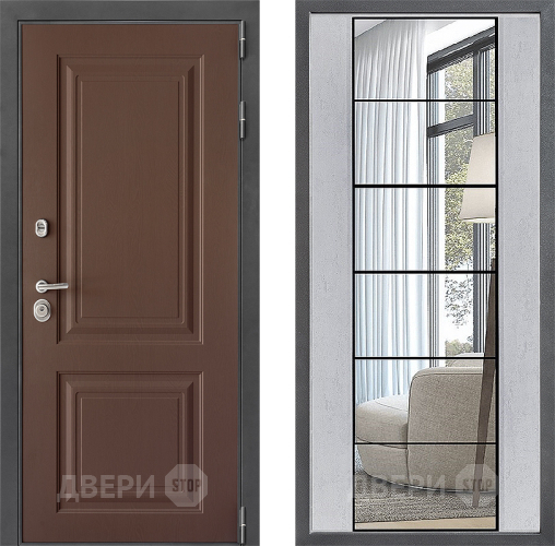 Дверь Дверной континент ДК-3/729 ФЛЗ-2 Зеркало Бетон светлый в Химках
