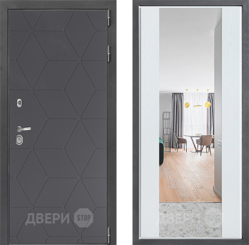 Дверь Дверной континент ДК-3/744 ФЛЗ-1 Зеркало Белое дерево в Химках