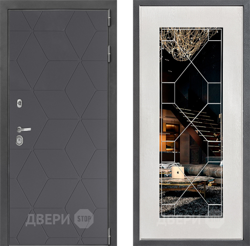 Дверь Дверной континент ДК-3/744 ФЛ-Тиффани Зеркало Белое дерево в Химках