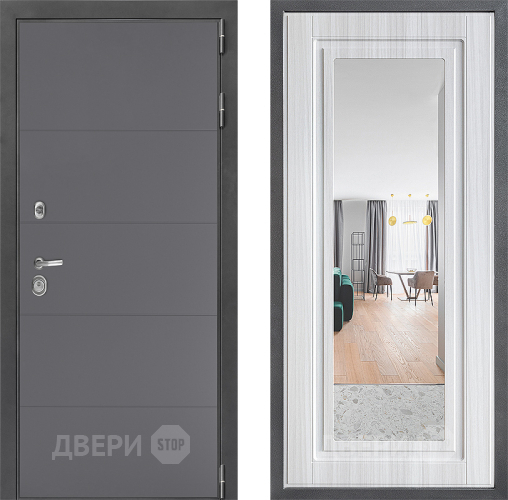 Входная металлическая Дверь Дверной континент ДК-3/649 ФЛЗ Зеркало Сандал белый в Химках