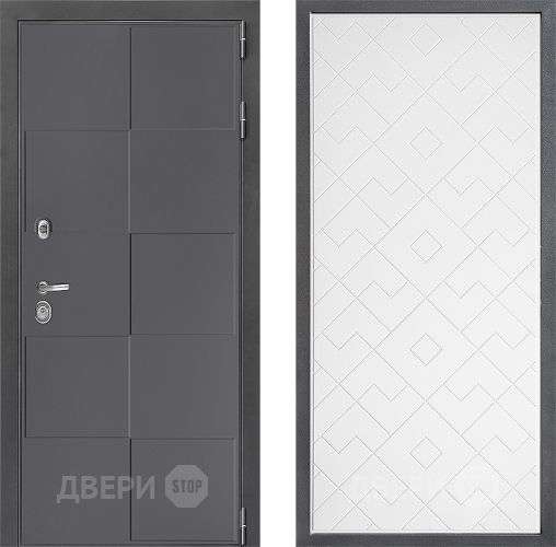 Входная металлическая Дверь Дверной континент ДК-3/606 ФЛ-Тиффани Белый софт в Химках