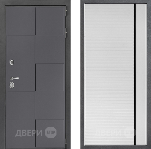 Входная металлическая Дверь Дверной континент ДК-3/606 ФЛ-757 Черное Стекло Софт милк в Химках