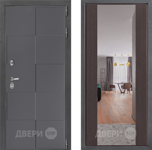 Входная металлическая Дверь Дверной континент ДК-3/606 ФЛЗ-1 Зеркало Венге в Химках
