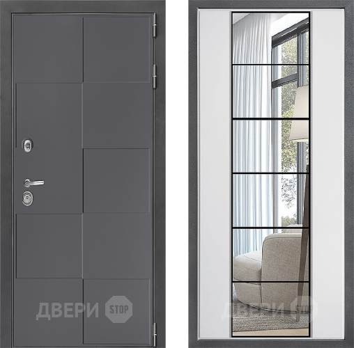 Входная металлическая Дверь Дверной континент ДК-3/606 ФЛЗ-2 Зеркало Белый софт в Химках