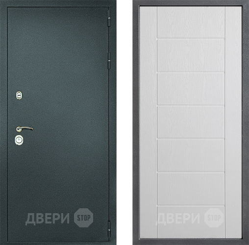 Дверь Дверной континент Рубикон Серебро Дизайн ФЛ-Лайн Белое дерево в Химках