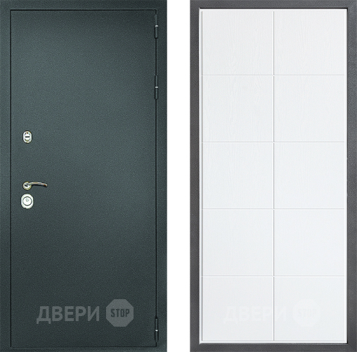 Входная металлическая Дверь Дверной континент Рубикон Серебро Дизайн ФЛ-Кватро Белое дерево в Химках