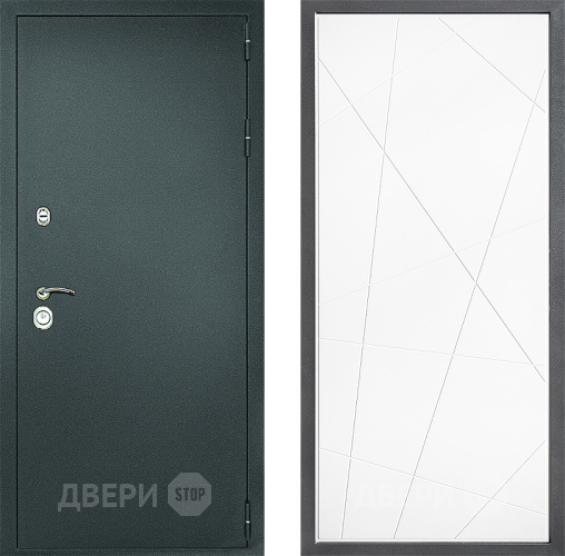Входная металлическая Дверь Дверной континент Рубикон Серебро Дизайн ФЛ-655 Белый софт в Химках
