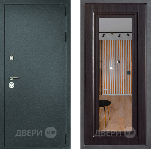 Входная металлическая Дверь Дверной континент Рубикон Серебро Дизайн ФЛЗ Зеркало Венге в Химках