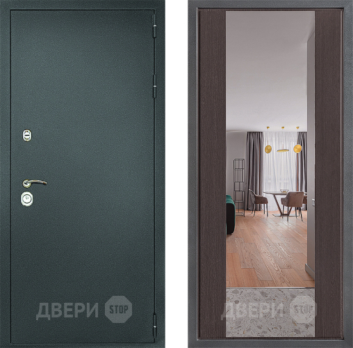 Входная металлическая Дверь Дверной континент Рубикон Серебро Дизайн ФЛЗ-1 Зеркало Венге в Химках