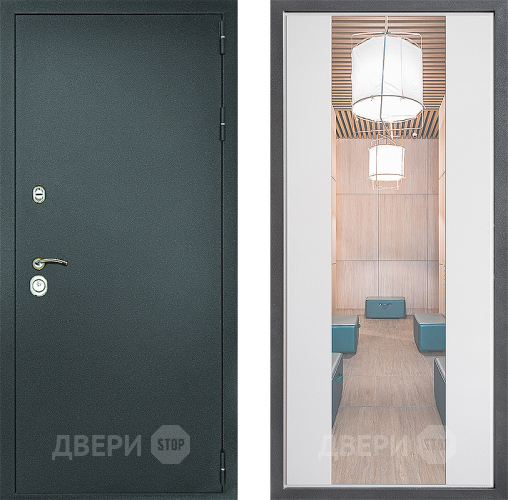 Входная металлическая Дверь Дверной континент Рубикон Серебро Дизайн ФЛЗ-1 Зеркало Белый софт в Химках